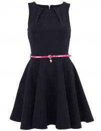 Retro šaty Černé šaty s růžovým páskem Closet