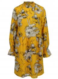Retro šaty Žluté květované šaty s dlouhým rukávem VILA Floppy