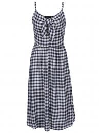 Retro šaty Krémovo-modré kostkované šaty s mašlí Dorothy Perkins