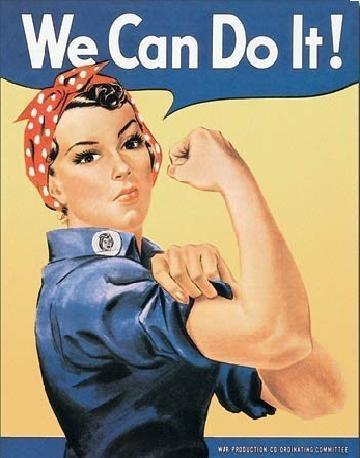 Retro cedule Plechová cedule ROSIE THE RIVETOR - we can do it