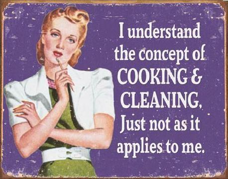 Retro cedule Plechová cedule EPHEMERA - Cooking and Cleaning