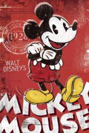 Retro plakát Plakát MICKEY MOUSE - red