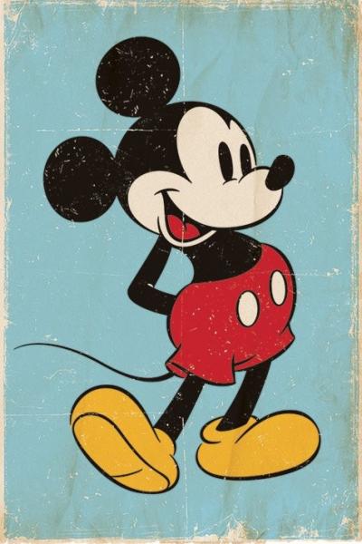 Retro plakát Plakát MICKEY MOUSE - MYŠÁK MICKEY - flying