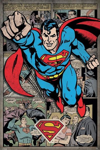 Retro plakát Plakát Superman -  Comic Montage