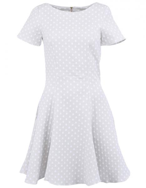Retro šaty Světle šedé šaty s bílými puntíky Almari