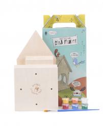 Retro hračka Dřevěná budka pro ptáčky s barvičkami Thoughtful Gardener