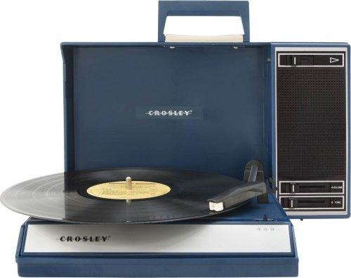 Retro gramofon Crosley Spinnerette, modrá