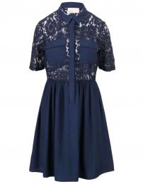 Retro šaty Tmavě modré krajkové šaty Vero Moda Nynne