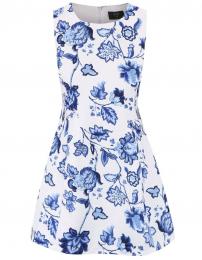 Retro šaty Bílé šaty s modrými květy AX Paris