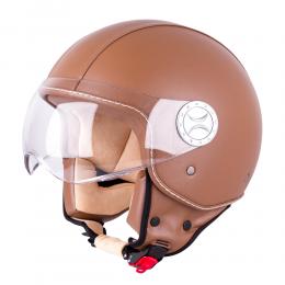 Retro přilba Helma na skútr W-TEC FS-701B Leather Brown