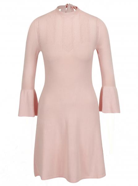 Retro šaty Světle růžové svetrové šaty s volány Miss Selfridge
