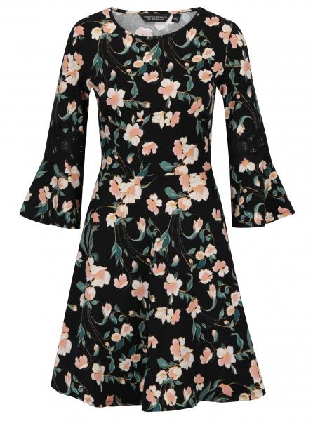 Retro šaty Růžovo-černé květované šaty Dorothy Perkins
