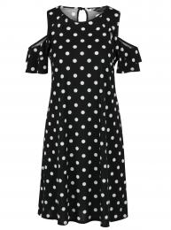 Retro šaty Černé puntíkované šaty s průstřihy na ramenou Dorothy Perkins