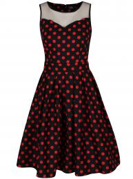 Retro šaty Červeno-černé puntíkované šaty s páskem Dolly & Dotty Elizabeth