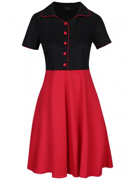 Retro šaty Černo-červené šaty s knoflíky Dolly & Dotty Penelope